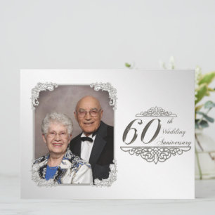 60th Wedding Anniversary Photo Invitation Card
