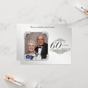 60th Wedding Anniversary Photo Invitation Card
