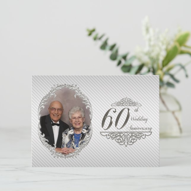 60th Wedding Anniversary Photo Invitation Card (Standing Front)