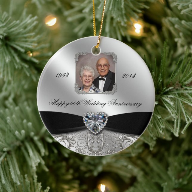 60th Wedding Anniversary Photo Ornament (Tree)