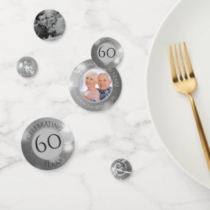 60th Wedding Anniversary Photo Silver Personalised Confetti