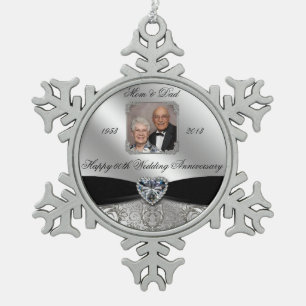 60th Wedding Anniversary Photo Snowflake Ornament