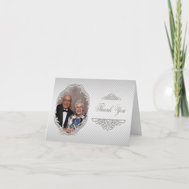 60th Wedding Anniversary Photo Thank You Note Card (Front)