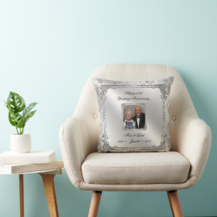 60th Wedding Anniversary Photo Throw Pillow
