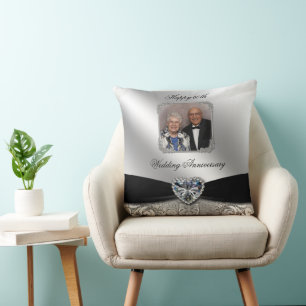 60th Wedding Anniversary Photo Throw Pillow
