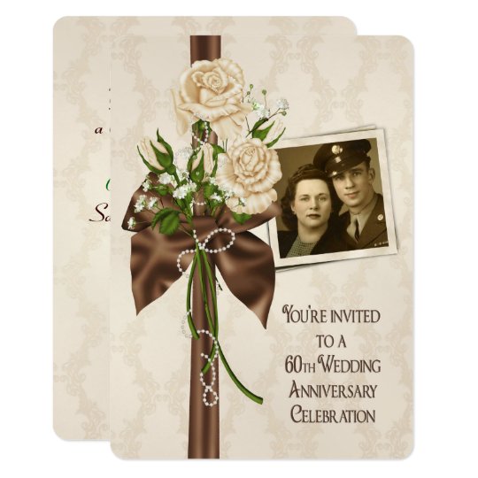  60th  Wedding  Anniversary  Roses Invitation  Zazzle co uk 