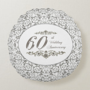 60th Wedding Anniversary Round Cushion