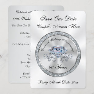 60th Wedding Anniversary Save the Date Cards