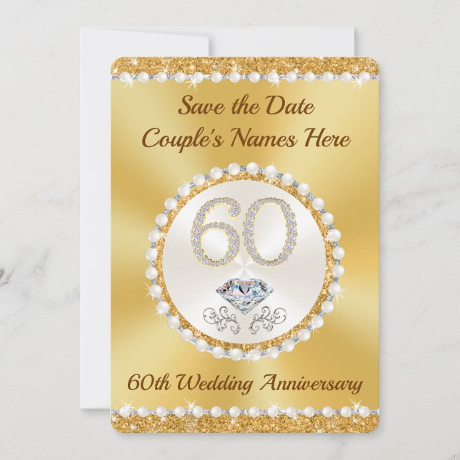 60th Wedding Anniversary Save the Date Cards (Front)