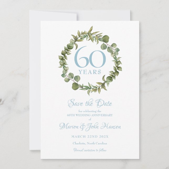 60th Wedding Anniversary Save The Date Garland  Invitation (Front)