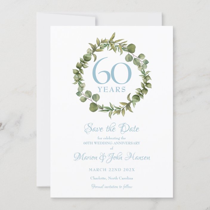 60th Wedding Anniversary Save The Date Garland Invitation | Zazzle.co.uk