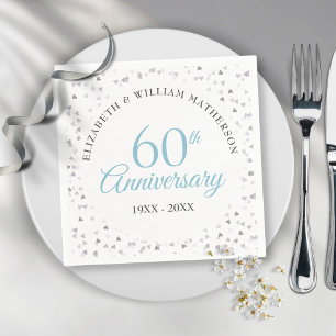60th Wedding Anniversary Script Hearts Confetti Napkin