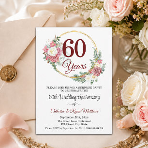 60th Wedding Anniversary Surprise Party Floral Invitation