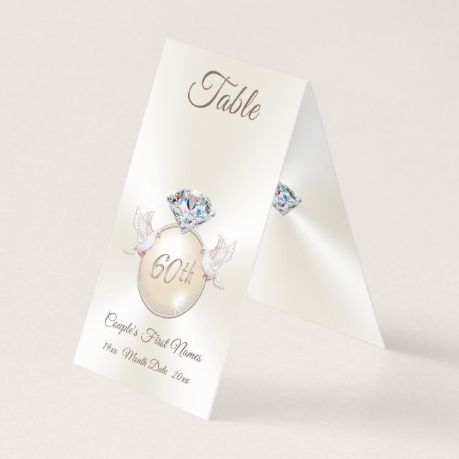 60th Wedding Anniversary Table Number Tents (Back)