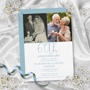 60th Wedding Anniversary Then And Now 2 Photo Invitation