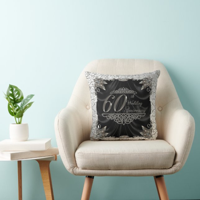 60th Wedding Anniversary Throw Pillow (Chair)