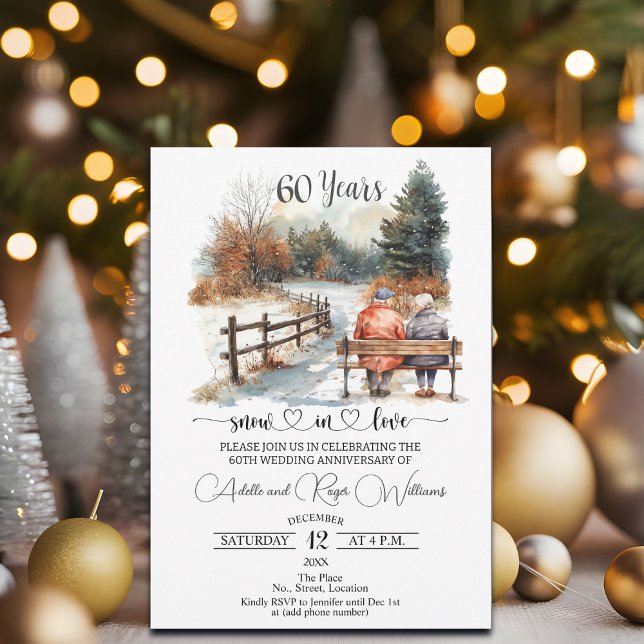 60th Wedding Anniversary Winter Landscape Romantic Invitation (Creator Uploaded)