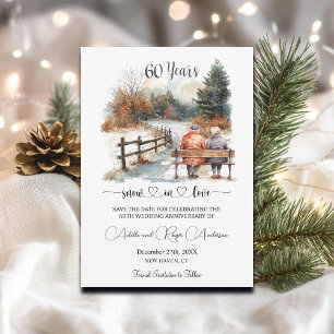 60th Wedding Anniversary Winter Landscape Romantic Save The Date