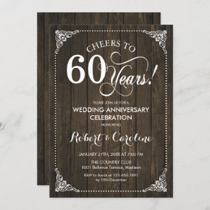 60th Wedding Anniversary - Wood Invitation