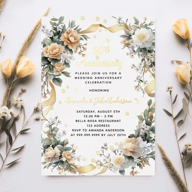 60th wedding anniversary yellow florals diamonds (Creator Uploaded)