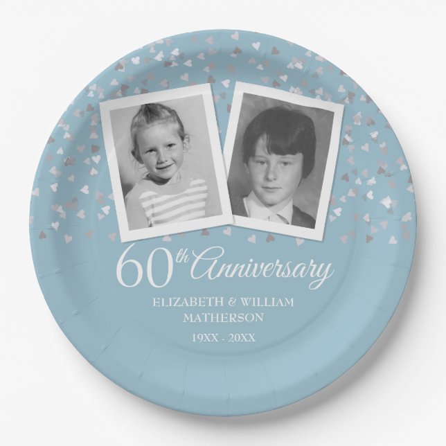60th Wedding Diamond Anniversary Child Photos  Paper Plate (Front)