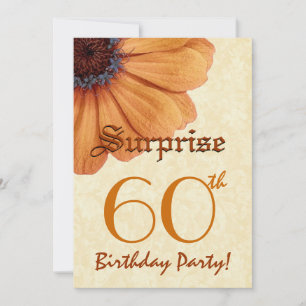 60th Year Surprise Birthday Gold Daisy Invitation