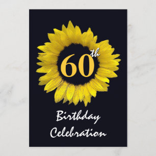 60th Years Yellow Sunflower Birthday Party Invitation