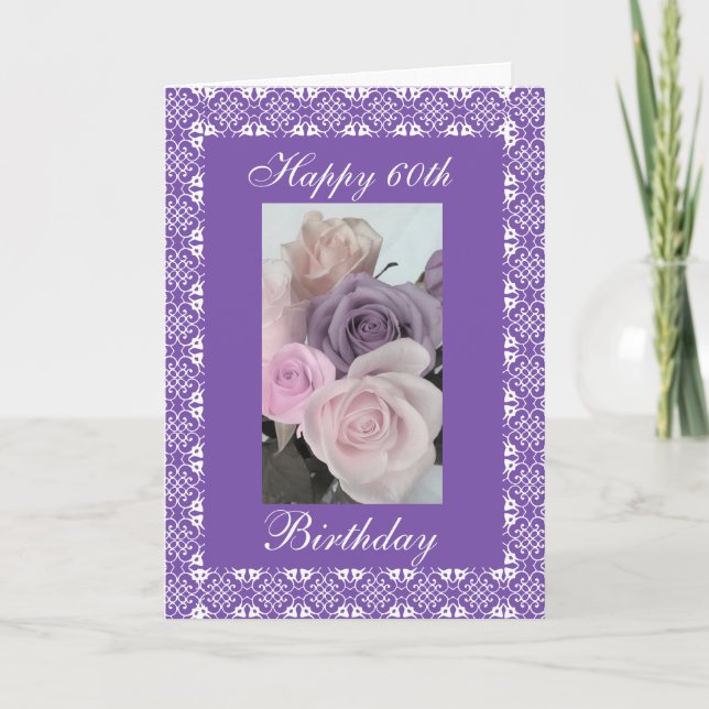 60th's birthday roses (change age) card (Front)