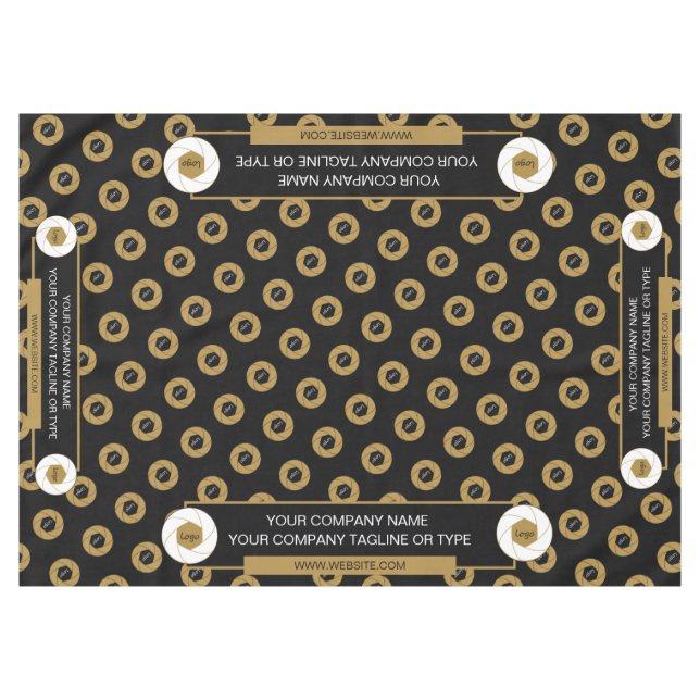 60X84 Trade Show Tablecloth Logo Gold White Black (Front (Horizontal))