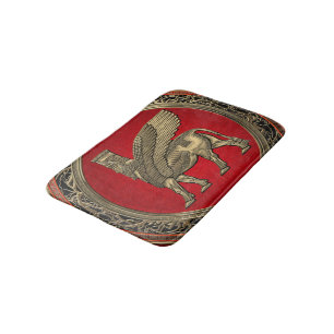 [610] Assyrian Winged Bull - Gold Lamassu Bath Mat
