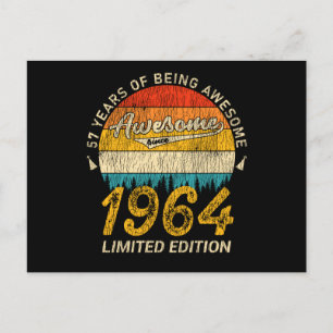 61 Year Old 1964 Retro Awesome 61st Birthday Gift Postcard