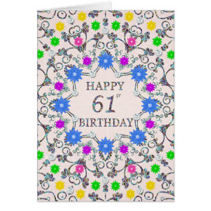 61st Birthday Abstract Flowers 