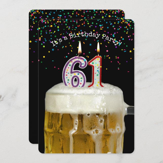 61st Birthday Beer Party Invitation (Front/Back)