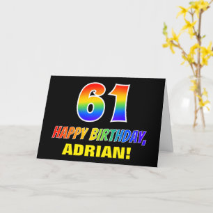 61st Birthday: Bold, Fun, Simple, Rainbow 61 Card