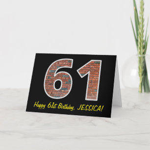 61st Birthday - Brick Wall Pattern "61" w/ Name Card