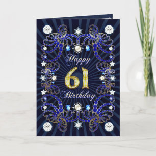 61st birthday card with masses of jewels
