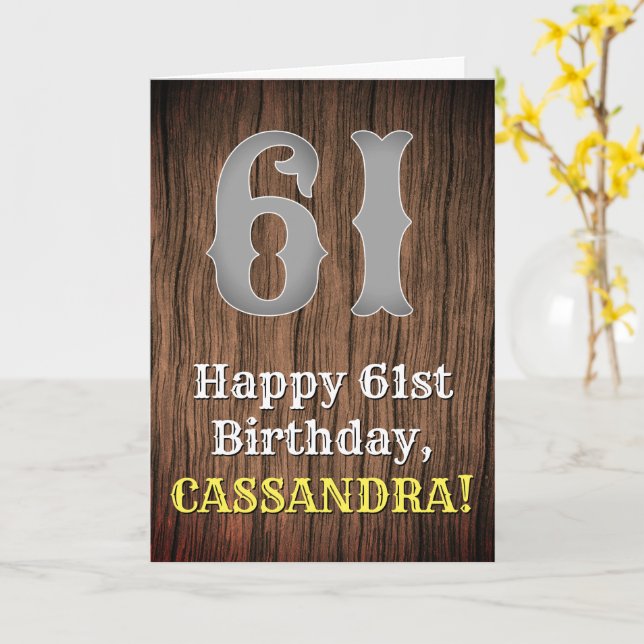 61st Birthday: Country Western Inspired Look, Name Card (Yellow Flower)