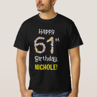 61st Birthday: Floral Flowers Number “61” + Name