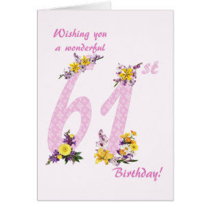 61st Birthday Flower Decorated Numbers