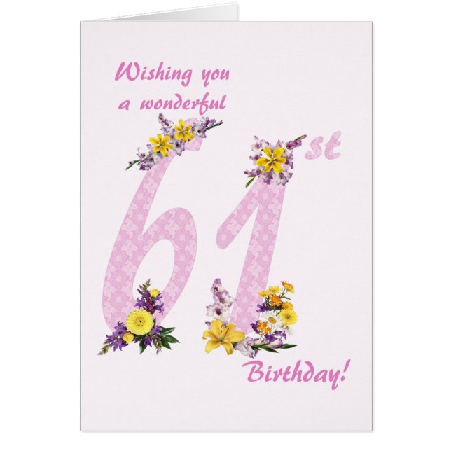 61st Birthday Flower Decorated Numbers (Front)