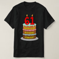61st Birthday — Fun Cake & Candles, w/ Custom Name