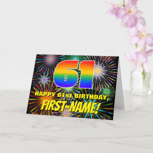 61st Birthday: Fun, Colourful Celebratory Firework Card