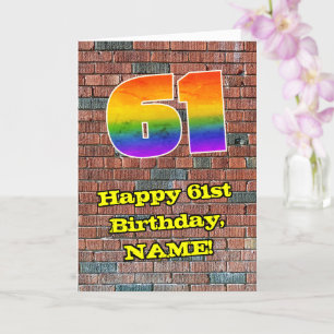 61st Birthday: Fun Graffiti-Inspired Rainbow 61 Card