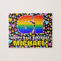 61st Birthday — Fun, Loving Heart Shapes + “61”