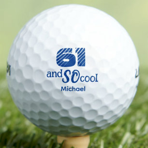 61st Birthday Gift for Him Cool 61 Blue Fun Custom Golf Balls
