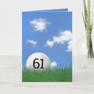 61st birthday, golf ball in grass card
