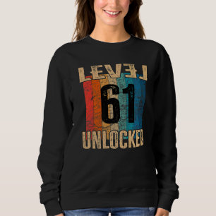 61st Birthday Level Unlocked Vintage Retro Sweatshirt