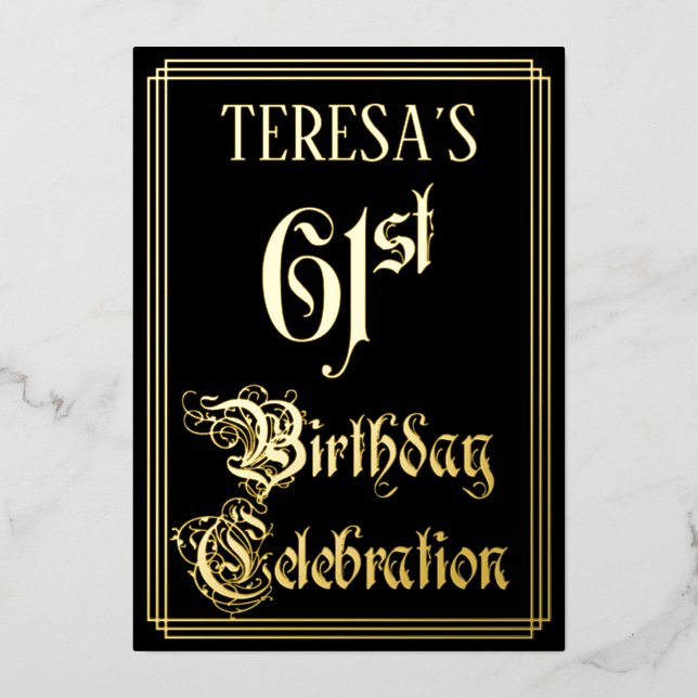 61st Birthday Party — Fancy Script & Custom Name (Front)