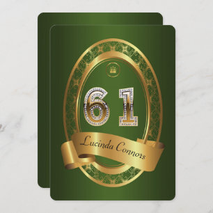 61st,birthday party woman man,elegant colour invitation