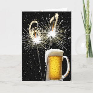 61st Birthday Sparklers With Beer Mug Card
